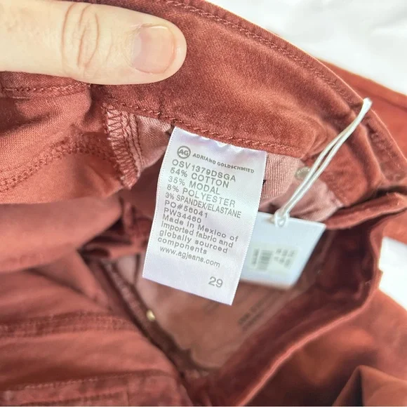 AG Adriano Goldschmied Farrah High Rise Skinny, Stretch Velvet, Dark Sangria, 29 - Picture 4 of 8